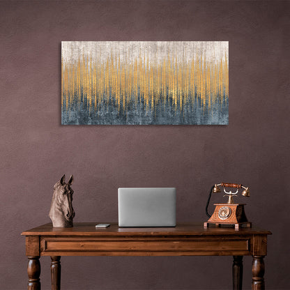 Lots of vertical gold lines on a white and gray background Abstraction Canvas Wall Art Print