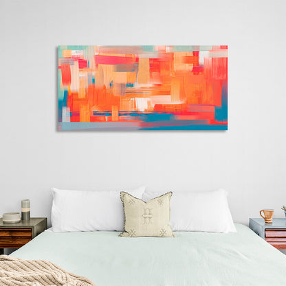 a bright orange color with blue hues Abstraction Canvas Wall Art Print