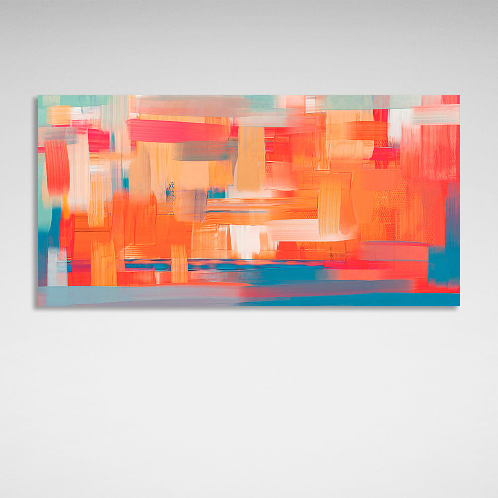 a bright orange color with blue hues Abstraction Canvas Wall Art Print