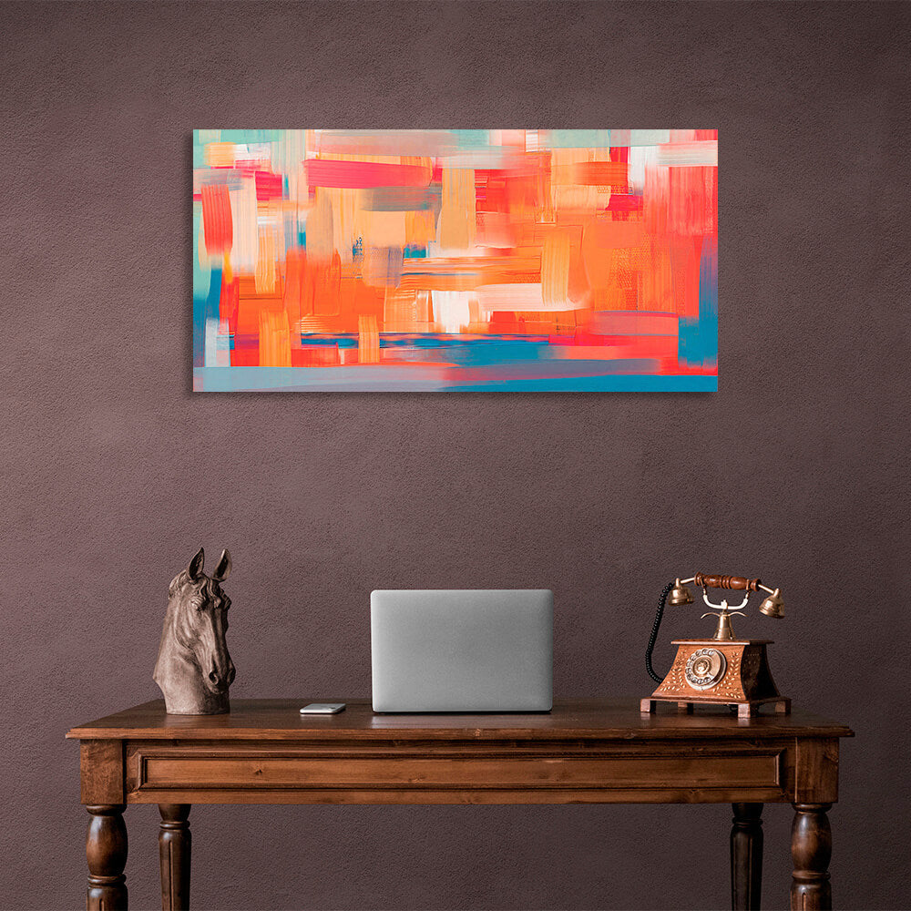 a bright orange color with blue hues Abstraction Canvas Wall Art Print