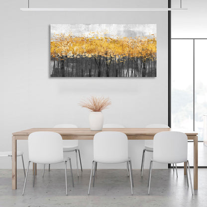 Dark forest of trees with golden leaves Canvas Wall Art Print