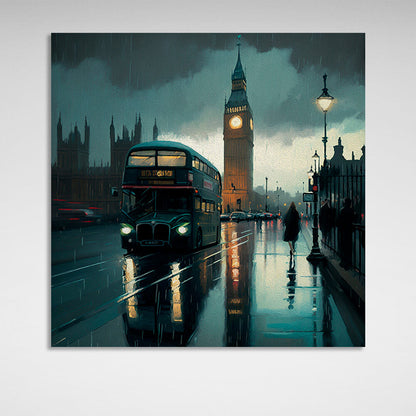 Rainy London evening Canvas Wall Art Print