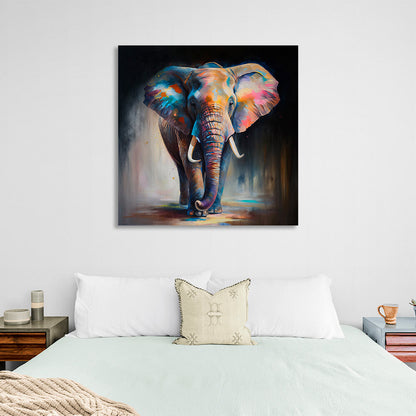 Elephant in bright colors Canvas Wall Art Print