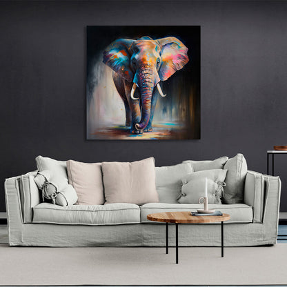 Elephant in bright colors Canvas Wall Art Print