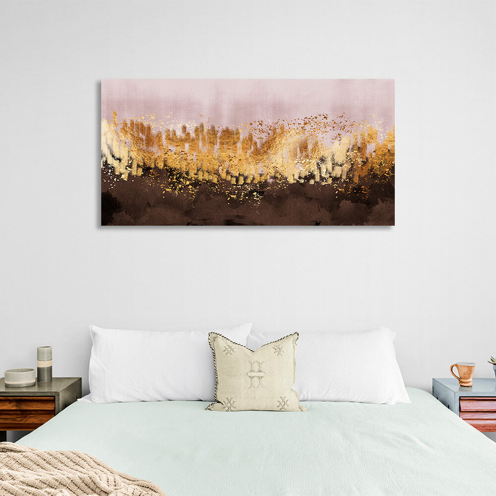 In rose gold and brown colors Abstraction Canvas Wall Art Print