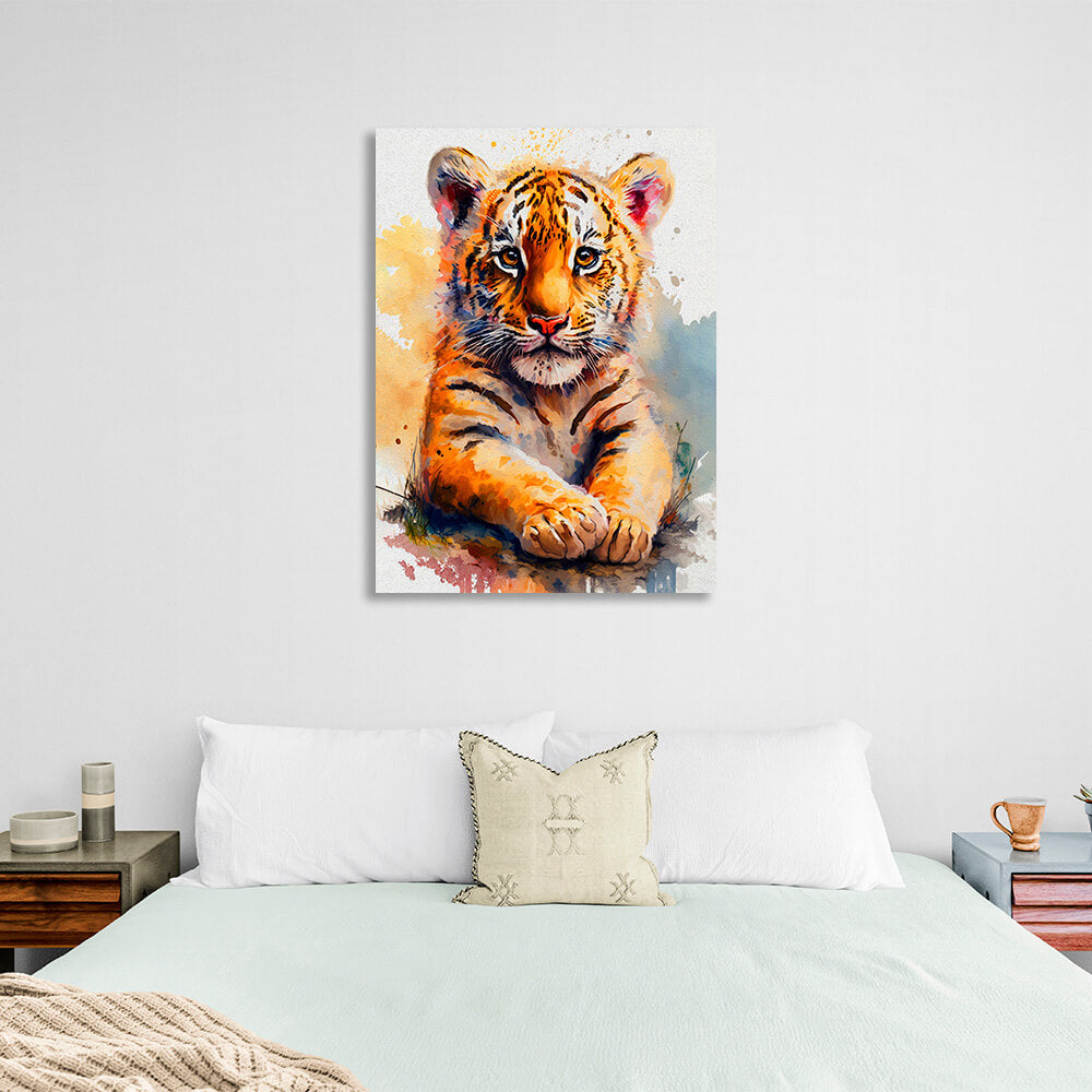 Little tiger cub Canvas Wall Art Print