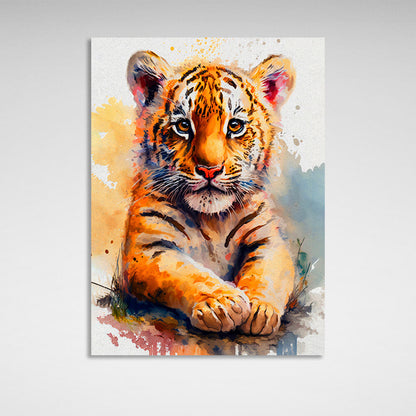 Little tiger cub Canvas Wall Art Print