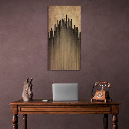 Dark vertical lines on a gold background Abstraction Canvas Wall Art Print