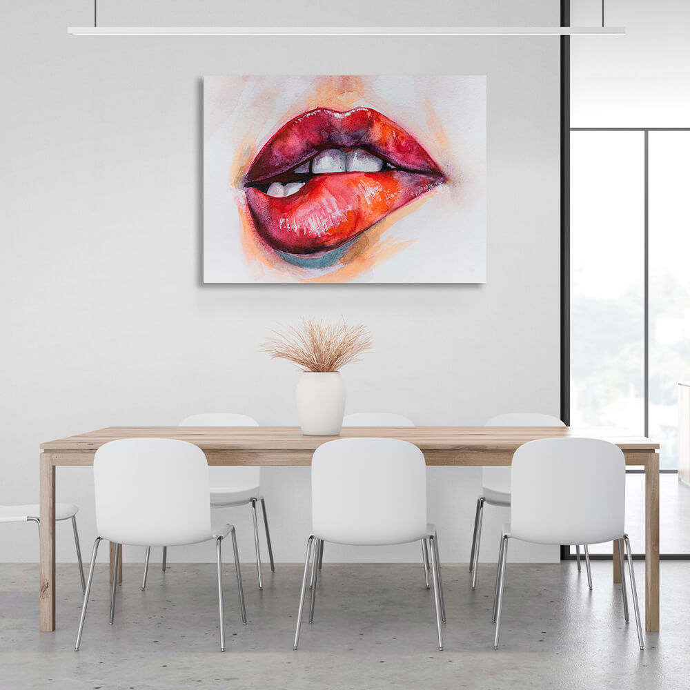 Red lips Canvas Wall Art Print