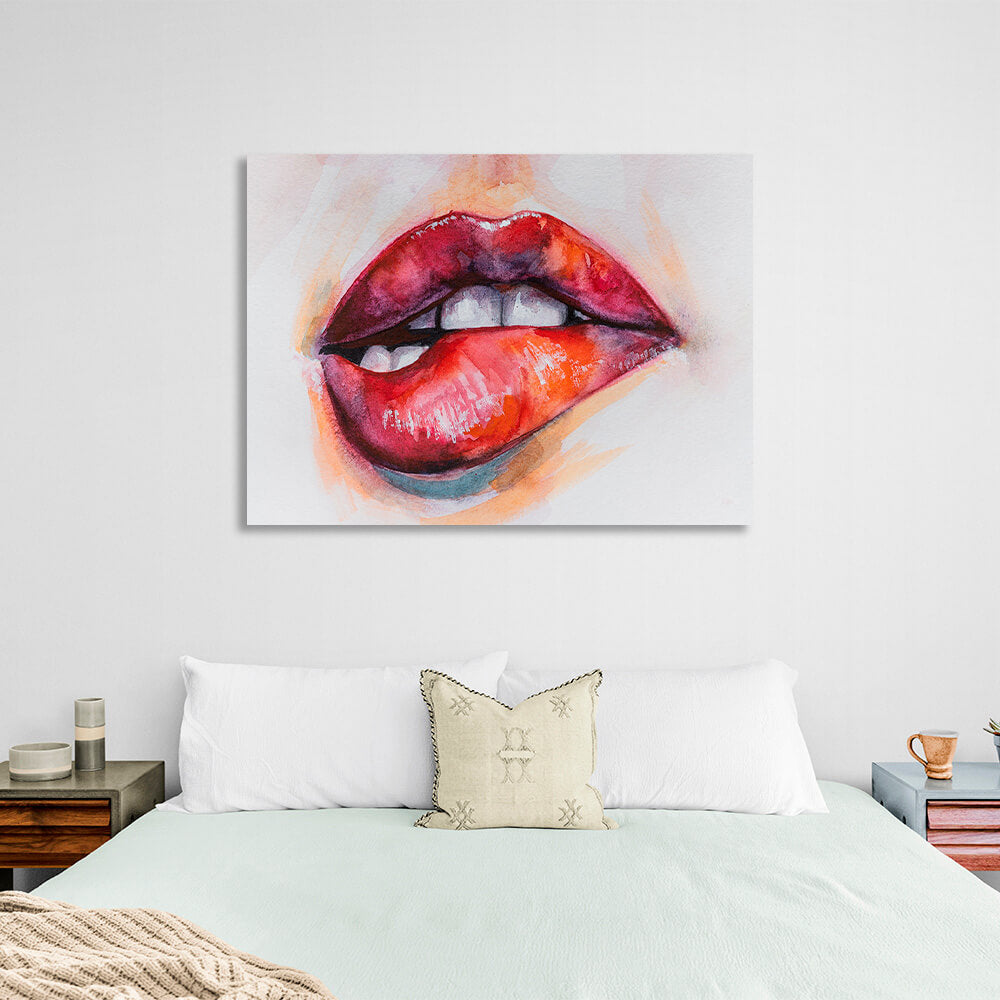 Red lips Canvas Wall Art Print