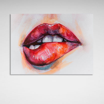 Red lips Canvas Wall Art Print