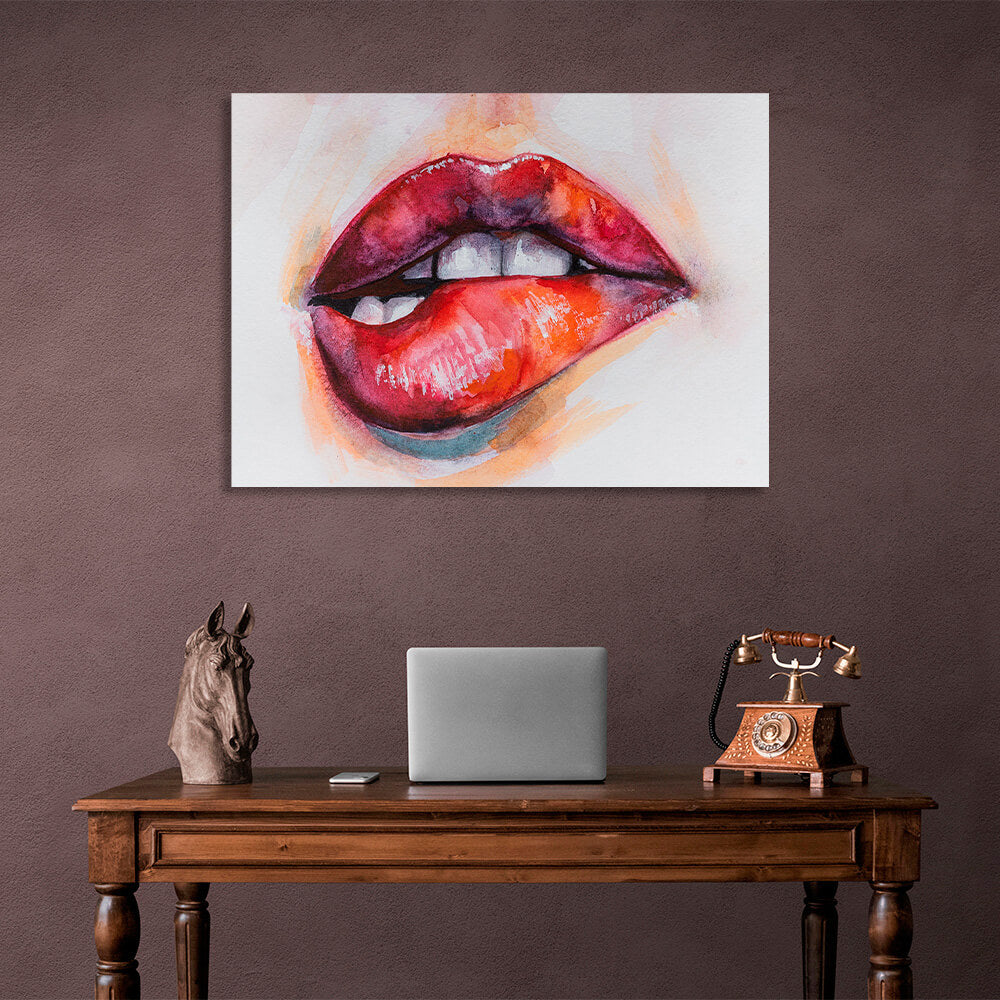 Red lips Canvas Wall Art Print