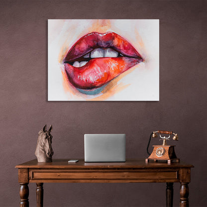 Red lips Canvas Wall Art Print