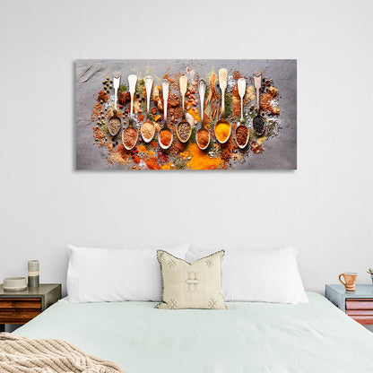 Spice Spoons Canvas Wall Art Print For Kitchen