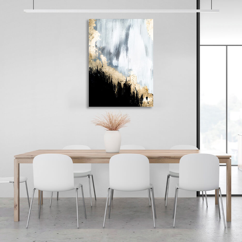 In silver gold and black Abstraction Canvas Wall Art Print