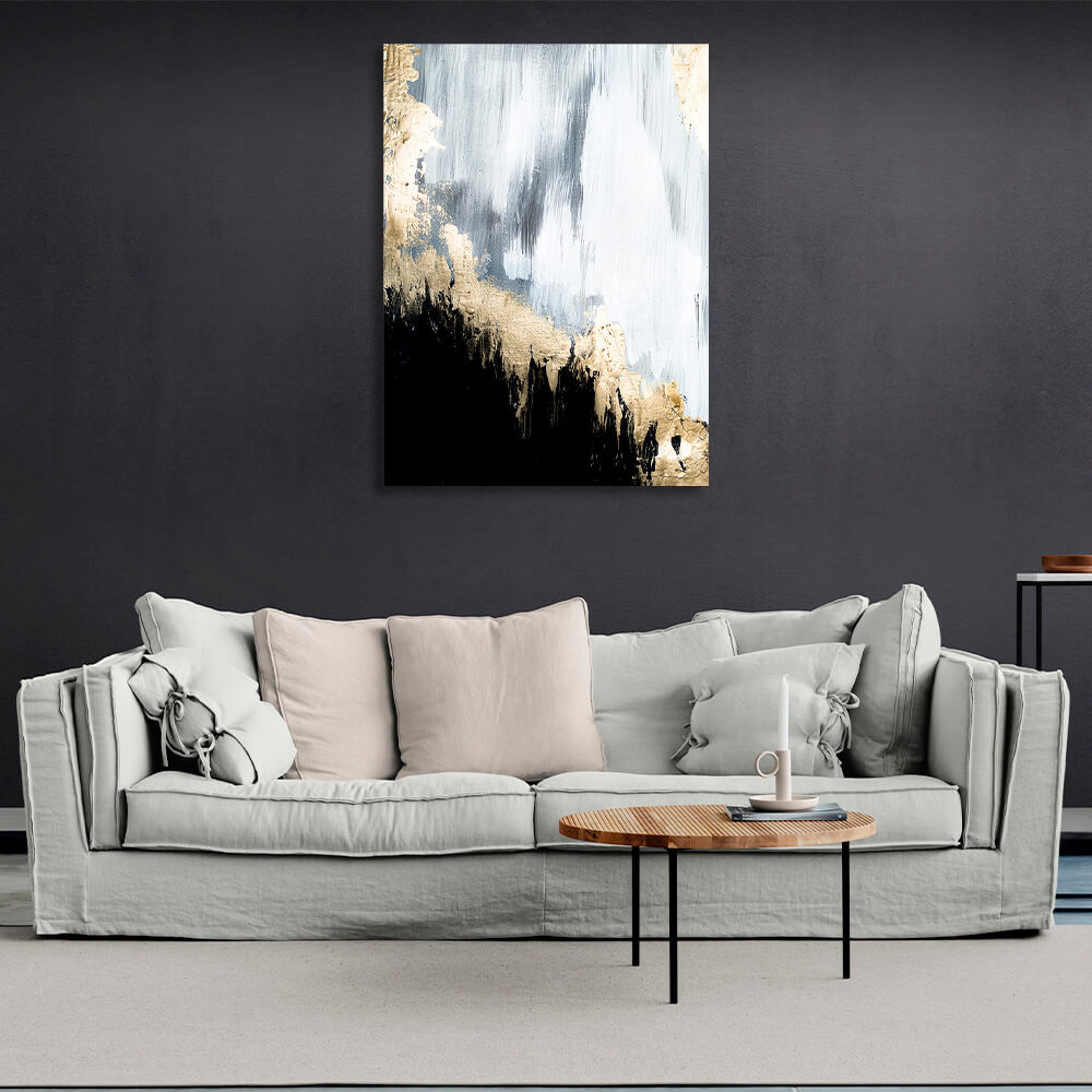 In silver gold and black Abstraction Canvas Wall Art Print