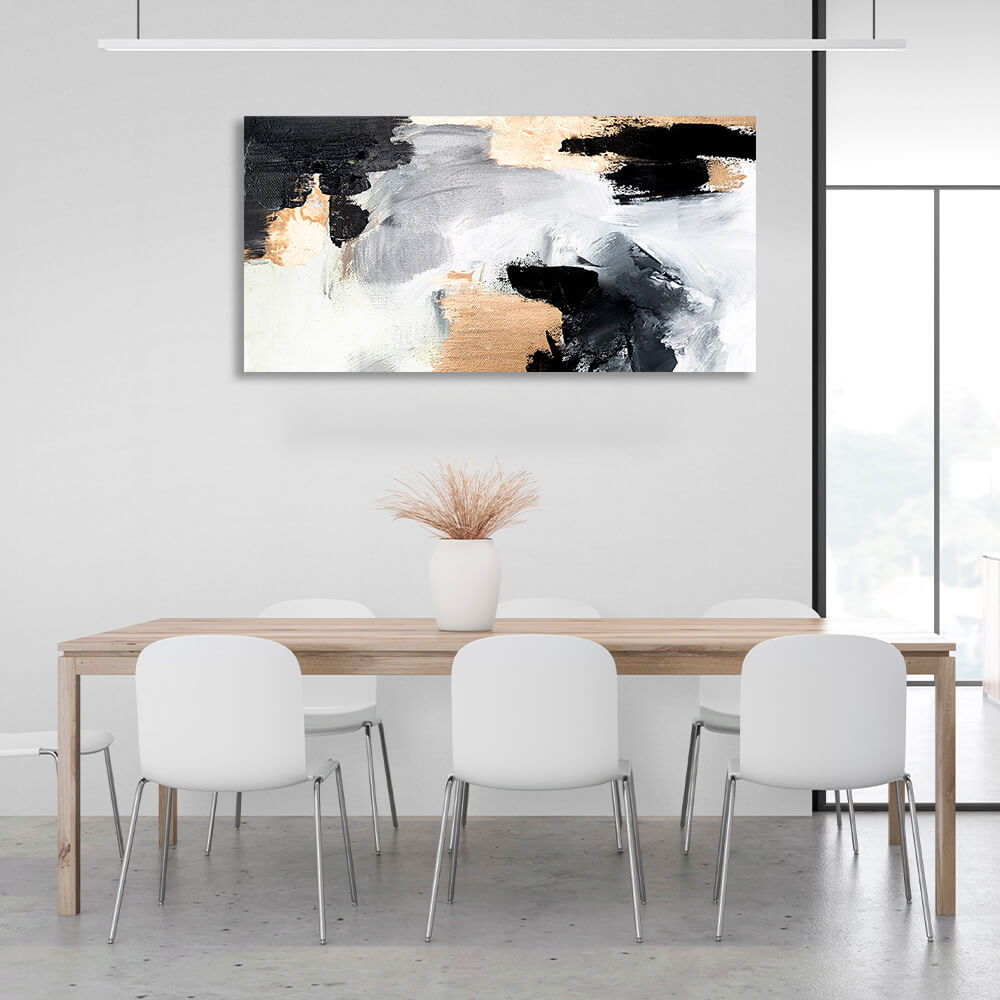 In silver gray black and gold colors Abstraction Canvas Wall Art Print