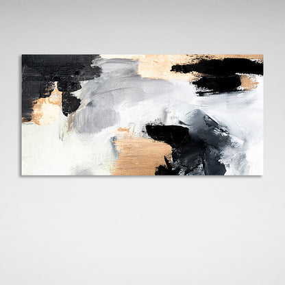 In silver gray black and gold colors Abstraction Canvas Wall Art Print