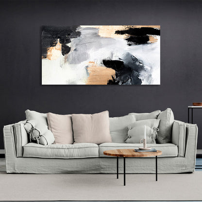 In silver gray black and gold colors Abstraction Canvas Wall Art Print