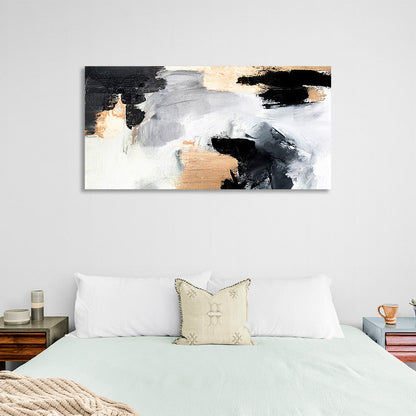 In silver gray black and gold colors Abstraction Canvas Wall Art Print