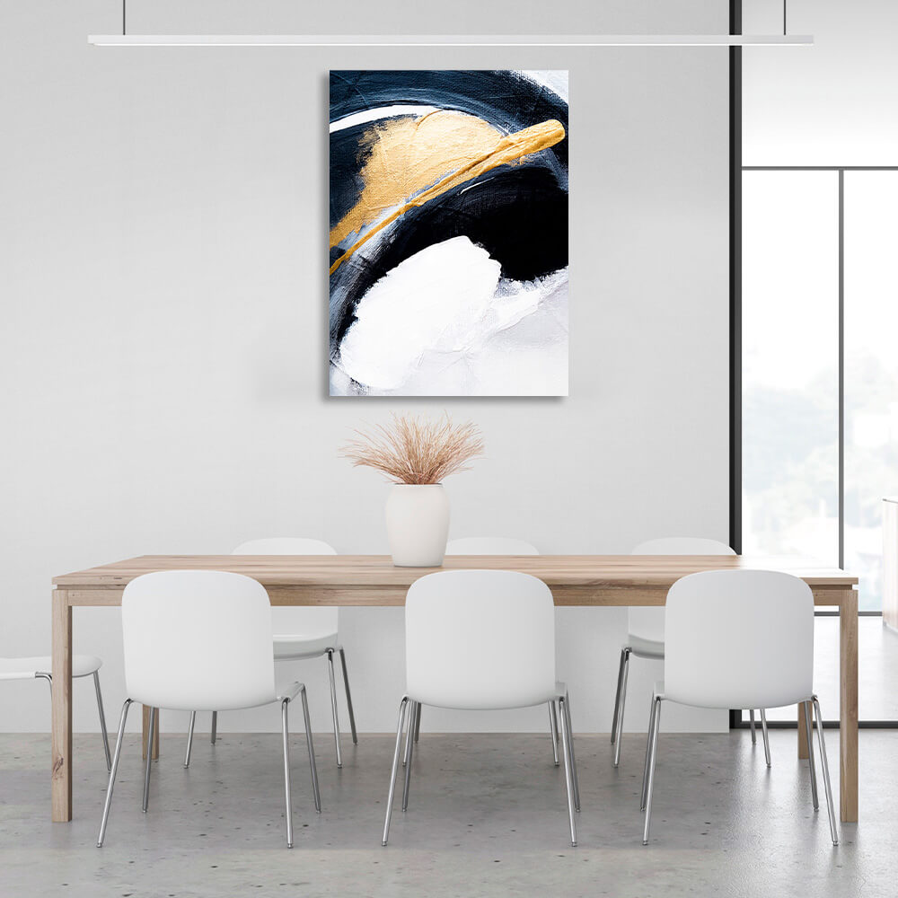 In white blue gold color Abstraction Canvas Wall Art Print