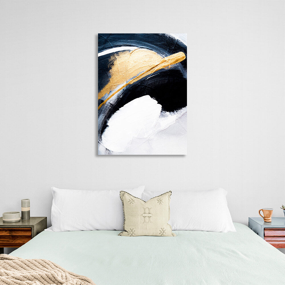 In white blue gold color Abstraction Canvas Wall Art Print