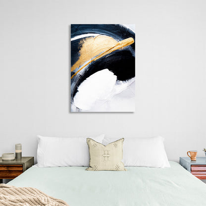 In white blue gold color Abstraction Canvas Wall Art Print