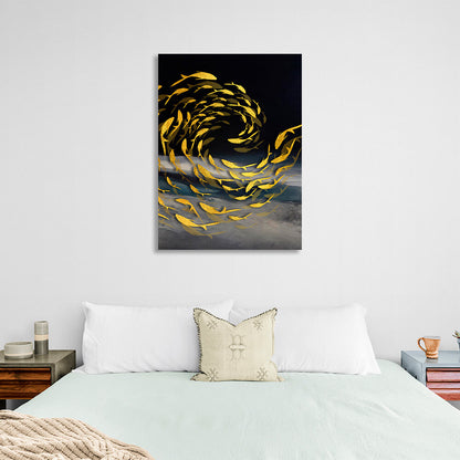 Fish in the color gold Abstraction Canvas Wall Art Print