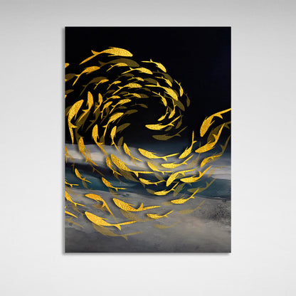 Fish in the color gold Abstraction Canvas Wall Art Print