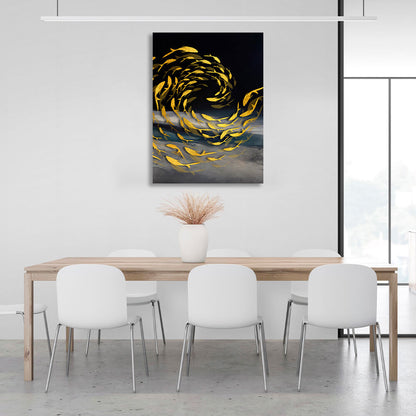 Fish in the color gold Abstraction Canvas Wall Art Print