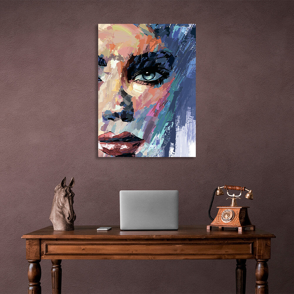 The face of a woman painted with paints Canvas Wall Art Print