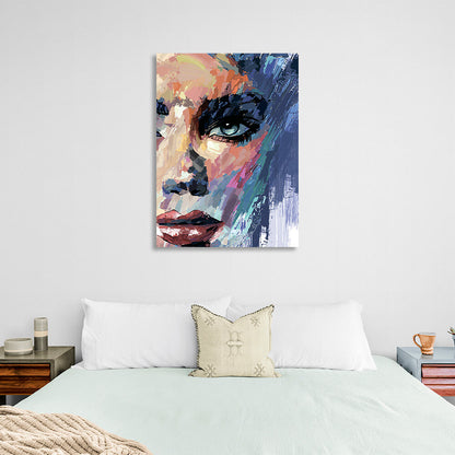 The face of a woman painted with paints Canvas Wall Art Print