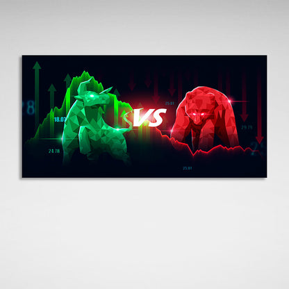 Bull and bear Canvas Wall Art Print