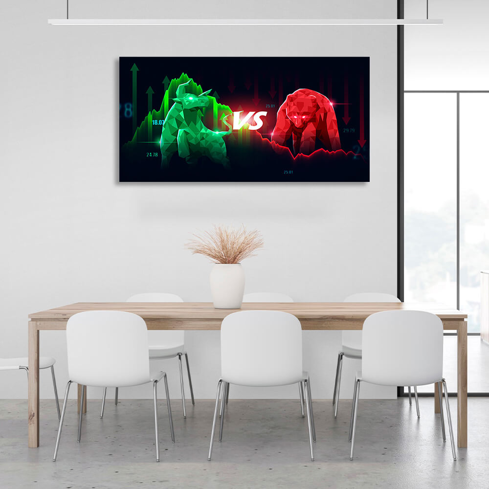 Bull and bear Canvas Wall Art Print