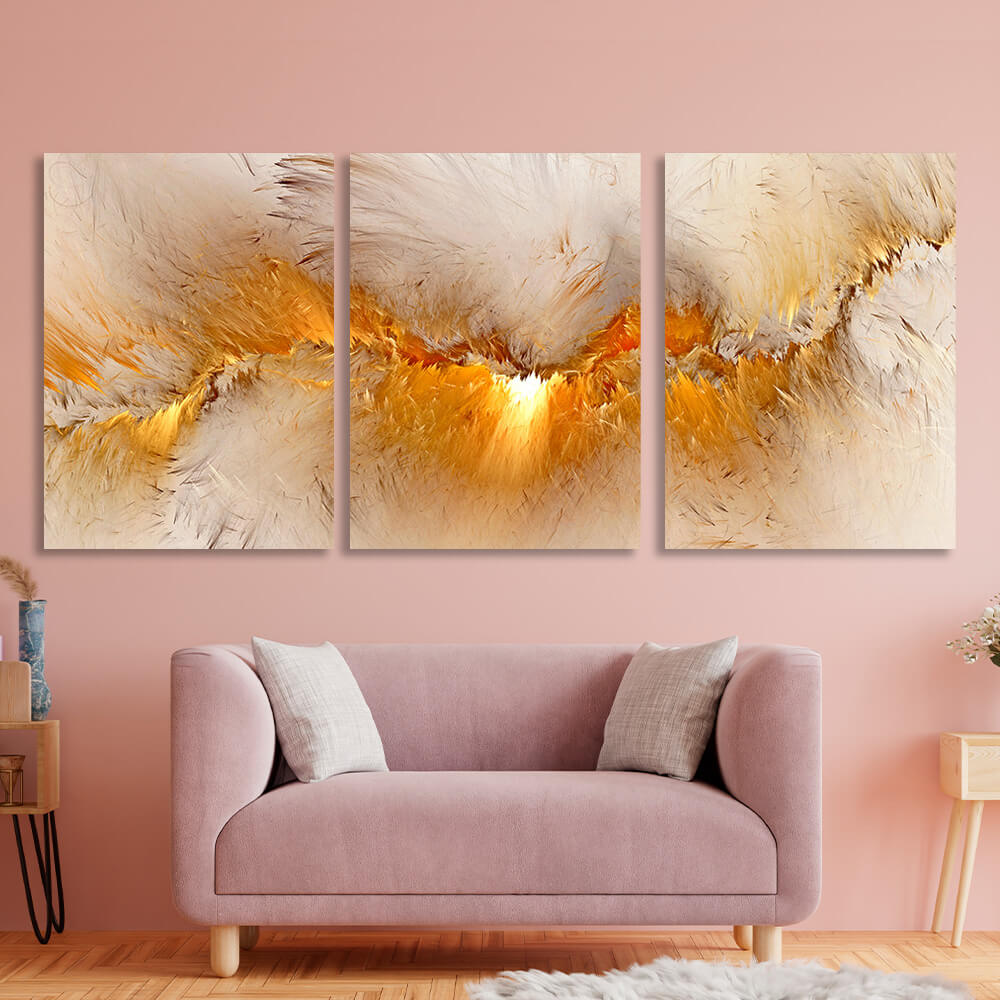 Modular beige and gold Multi Panel Canvas Wall Art Print