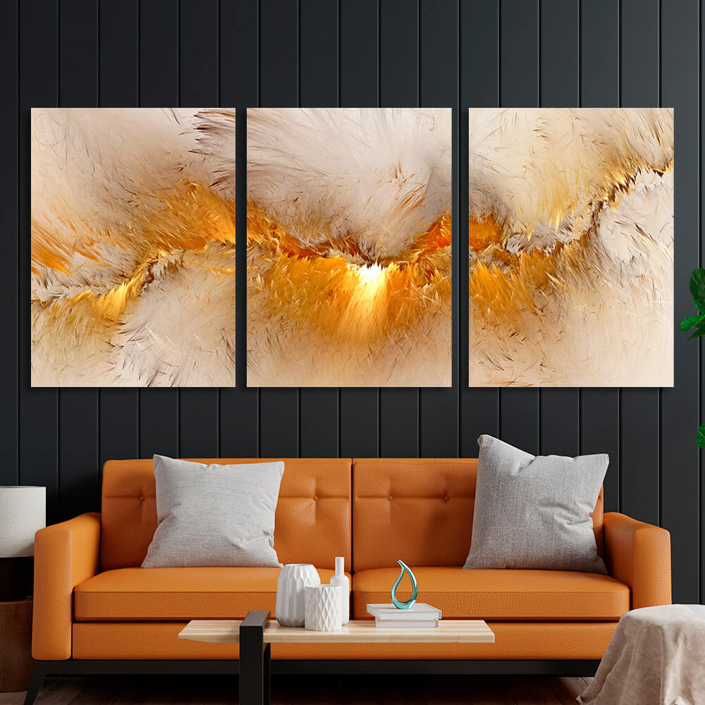 Modular beige and gold Multi Panel Canvas Wall Art Print