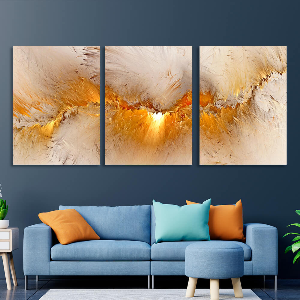 Modular beige and gold Multi Panel Canvas Wall Art Print