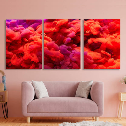 Modular red abstract Multi Panel Canvas Wall Art Print