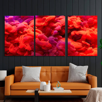 Modular red abstract Multi Panel Canvas Wall Art Print