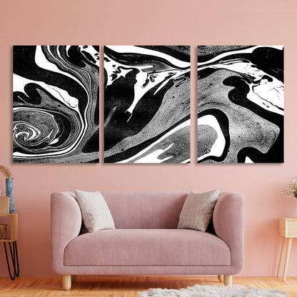 Modular black-gray-white abstract Multi Panel Canvas Wall Art Print