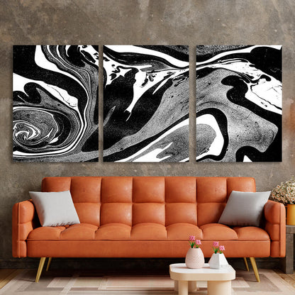 Modular black-gray-white abstract Multi Panel Canvas Wall Art Print