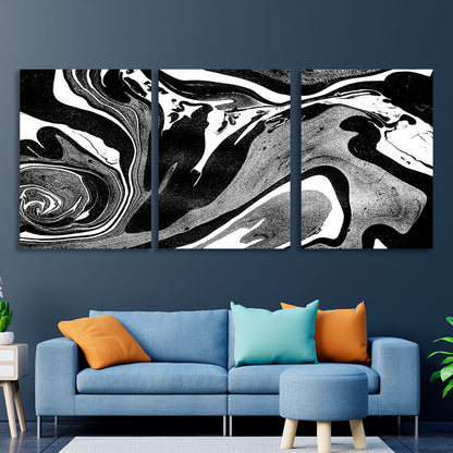 Modular black-gray-white abstract Multi Panel Canvas Wall Art Print