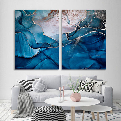 Modular blue-gray abstraction Multi Panel Canvas Wall Art Print