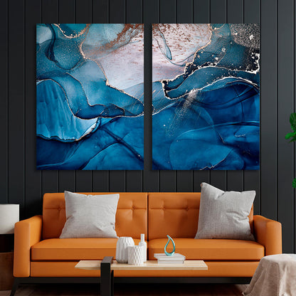 Modular blue-gray abstraction Multi Panel Canvas Wall Art Print