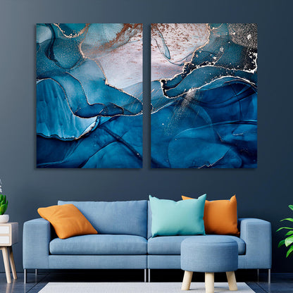 Modular blue-gray abstraction Multi Panel Canvas Wall Art Print