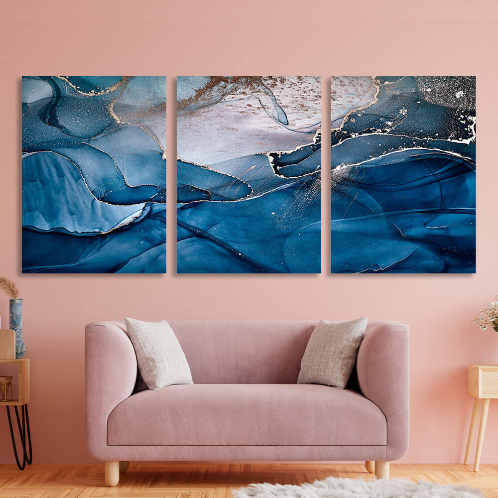 Modular blue-gray abstract Multi Panel Canvas Wall Art Print