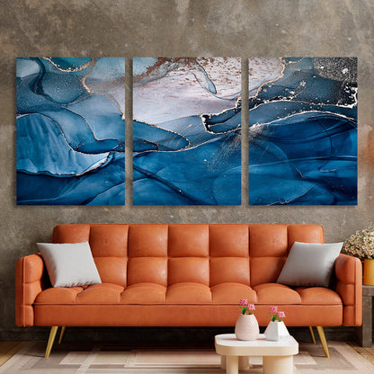 Modular blue-gray abstract Multi Panel Canvas Wall Art Print