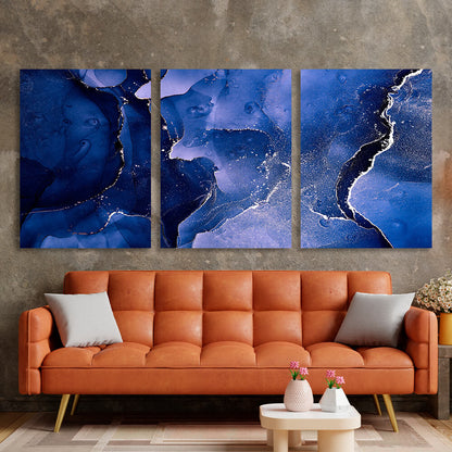 Modular navy-blue abstract Multi Panel Canvas Wall Art Print