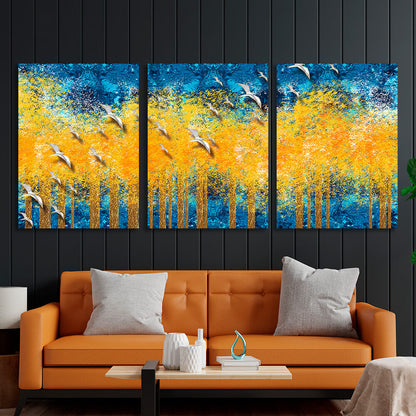 Modular yellow and blue abstract Multi Panel Canvas Wall Art Print