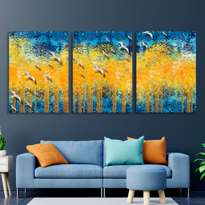 Modular yellow and blue abstract Multi Panel Canvas Wall Art Print